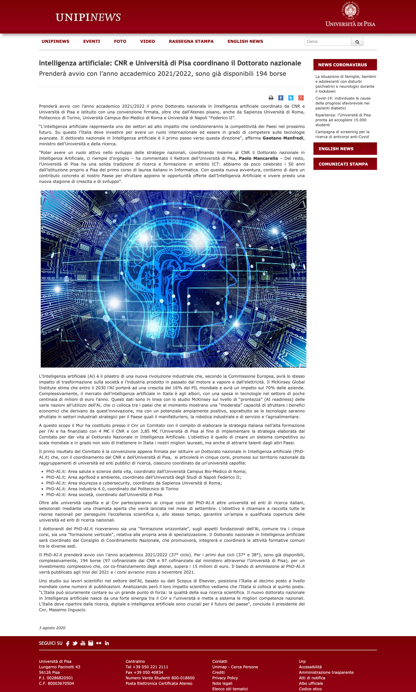 Intelligenza artificiale: CNR e Università di Pisa coordinano il Dottorato  nazionale | Knowledge Discovery and Data Mining Laboratory